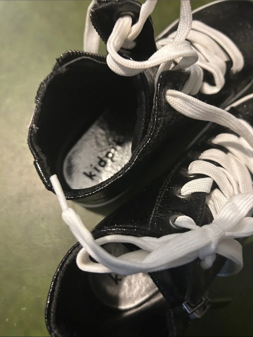 kidpik Black High-Top Sneakers with White Laces
